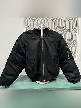 Mens Black Puffer Bomber Jacket - Unbranded